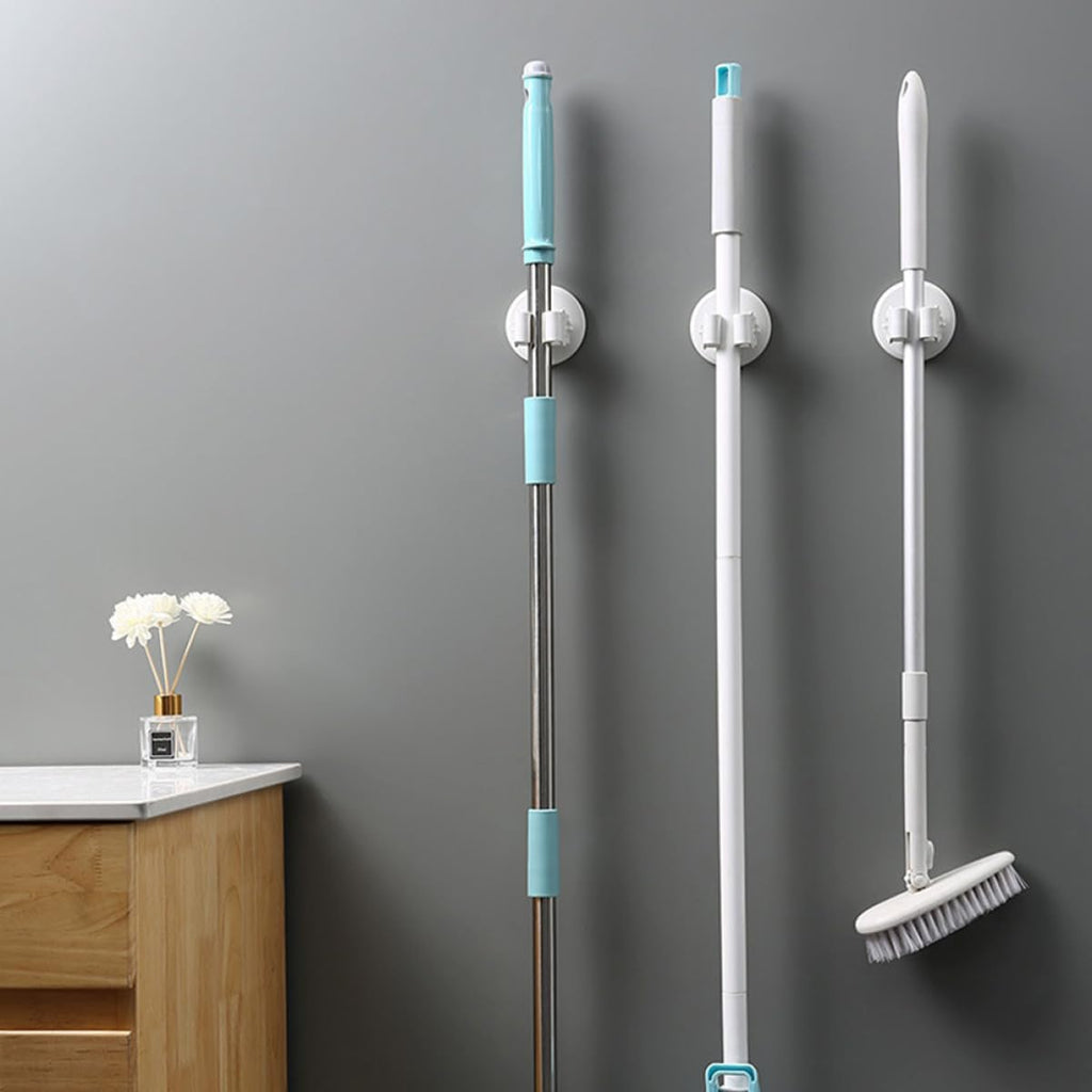 3pcs White Suction Cup Mop Broom Holder Clips Wall