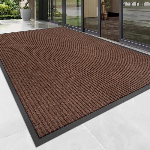 100pointONE Front Door Mat, Heavy Duty Indoor Outdoor Doormat, 96" x 48" Low Profile Outdoor Mats for Home Entrance, Stain and Fade Resistant Welcome Mat Ideal for High Traffic Area, Brown
