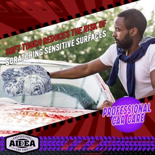 AIDEA Car Wash Mitt Microfiber, 1PK Wheel Cleaner Mitts, 7.12''X10.14''