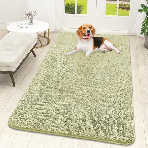 OLANLY Dog Door Mat for Muddy Paws 59x32, Super Absorbent Chenille Mud Mat