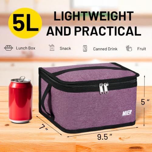 MIER 9-Can Mini Lunchbox Cooler Small Lunch Box Bag for Kids, Purple