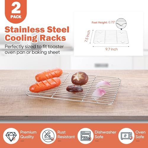 Homikit 2 Pcs Cooling Rack, 9.7 x 7.5 Inch Stainless Steel Wire Rack