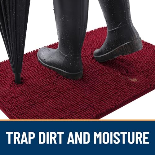 OLANLY Dog Door Mat for Muddy Paws 47x32, Super Absorbent Chenille Mud Mat