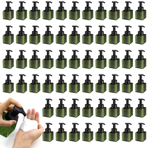 8.5 oz Foaming Soap Dispenser Plastic Foaming Pump Bottle, Refillable Dispenser with Plastic Pump, Empty Hand Bottles for Liquid Soap, Shampoo, Bathroom,Hotel,Restaurant (60, Green)