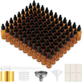 PrettyCare 99 Pack 0.5 oz Amber Glass Dropper Bottle with Black Cap, 15ml Mini Dropper Bottles Bulk - Empty Eye Dropper Bottles for Samples, Hair Oil, Liquid & Lab
