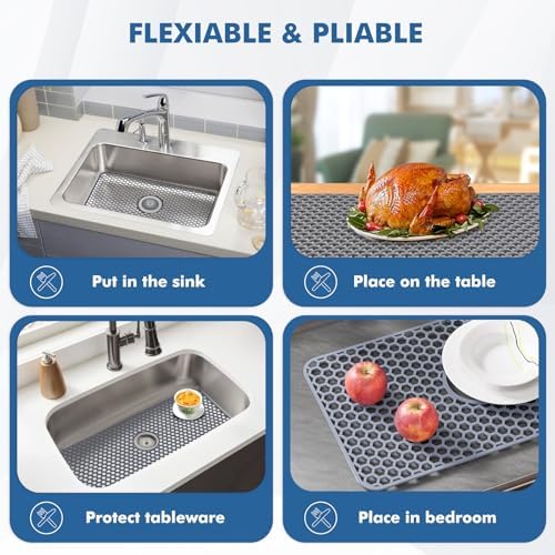 Bestjing Silicone Sink Protectors for Kitchen Sink-30"x 16" Center Drain