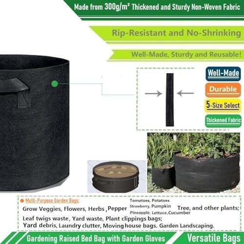 100 Gallon Big Raised Garden Bed Bag (40x20 inch) Large Plant Grow Bag for Tomato,Potato Planter,Herbs Veggies Planter,Flower Bed,Plant Container,Yard Waste,Lawn Debris,Leaf Bag with Gardening Gloves