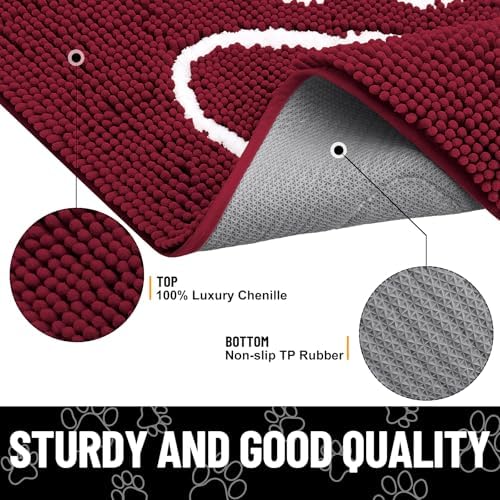 Smiry Dog Door Mat for Muddy Paws, Absorbent Non Slip Dirt Trapper, 70x24