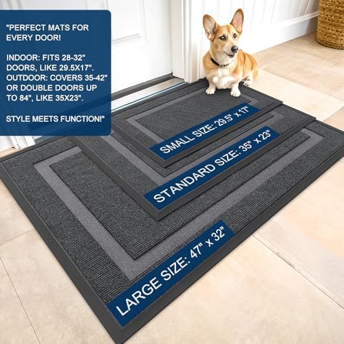 OLANLY Front Door Mat Outside 59x34, All-Season Heavy-Duty Rubber Doormat