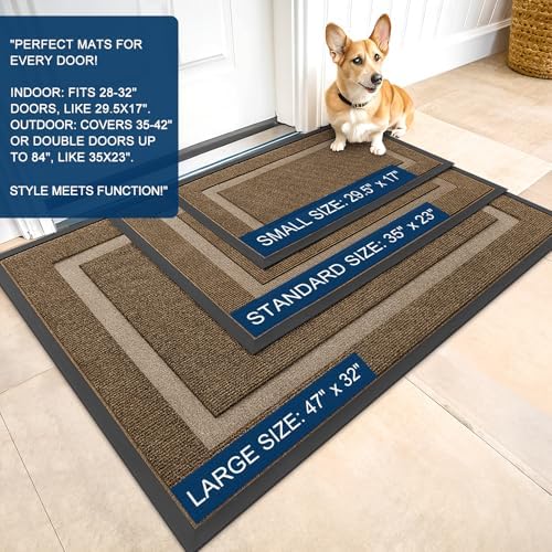 OLANLY Front Door Mat Outside 71x30, All-Season Heavy-Duty Rubber Doormat