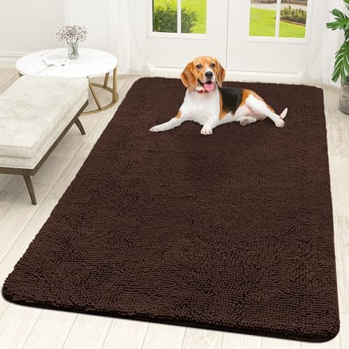 OLANLY Dog Door Mat for Muddy Paws 59x35, Super Absorbent Chenille Mud Mat