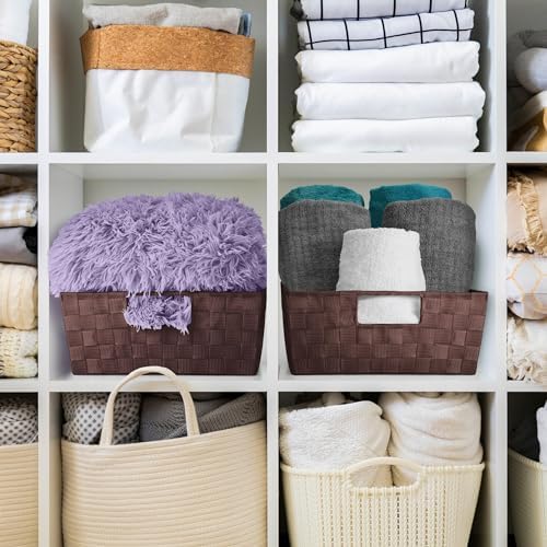 Sorbus Baskets for Organizing, Woven Storage Set (3 Piece Set, Chocolate)