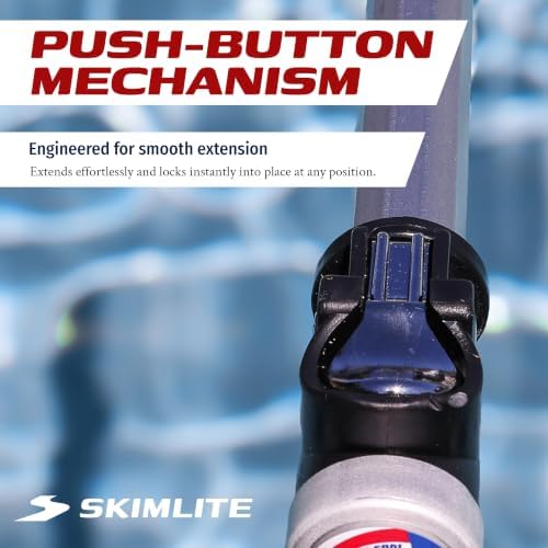 SKIMLITE MANUFACTURING Snaplite Telescopic Pool Pole 16 Ft Adjustable Cleaning Poles Push Button Lock Light Weight Easy Grip, Includes Universal Threaded Adapter for Skimmer Net Brush Vacuum Head
