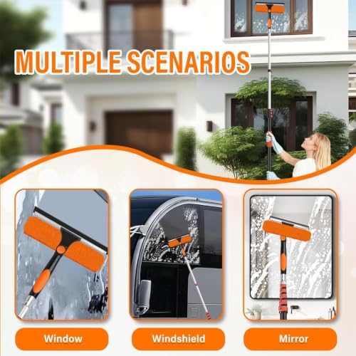 30FT Telescoping Window Squeegee Kit with Extension Pole