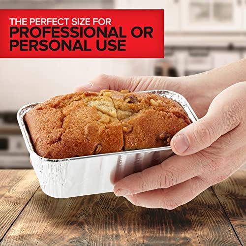 Stock Your Home Aluminum Pans Mini Loaf Pans (50 Pack) 1 Lb Aluminum Foil Tin Pans, Small Loaf Pans – 1 Pound Disposable Baking Pans Perfect for Baking Cakes, Bread Loaves - 6 x 3.5 x 2
