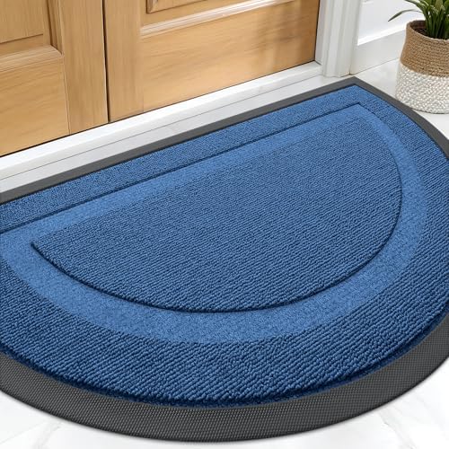 OLANLY Half Circle Front Door Mat Outside 29.5x17 All-Season Rubber Doormat