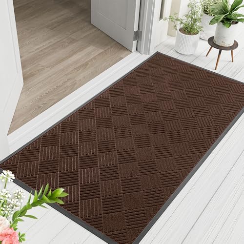 Indoor Outdoor Door Mat, 6' x 4' Doormat for Entryway, Brown