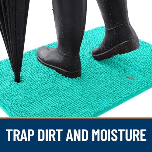 OLANLY Dog Door Mat for Muddy Paws 47x32, Super Absorbent Chenille Mud Mat