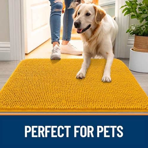 OLANLY Dog Door Mat for Muddy Paws 70x32, Super Absorbent Chenille Mud Mat