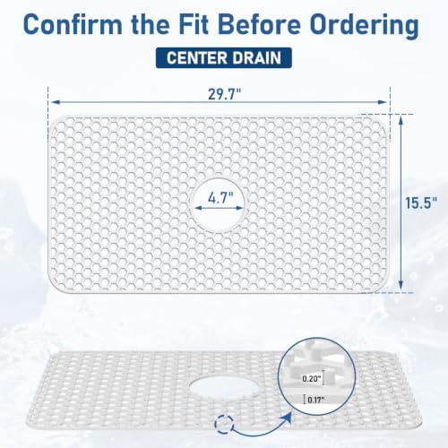 Bestjing Silicone Sink Protectors for Kitchen Sink-30"x 16" Center Drain