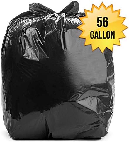 Aluf Plastics 56 Gal Black Trash Bags, 2.0 MIL (EQ.), 43" x 47" (100 Pk)