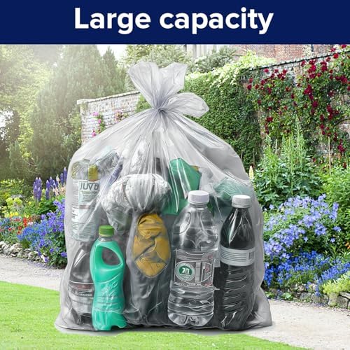 20 packs-Large 45-50 Gallon Heavy Duty Trash Can Bags|2 Mil |Clear Thickened/Plastic Bag-Kitchen&Yard,Building,Outdoor,Hotel, Property-Made in the USA (20)