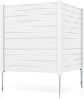 Giantex Air Conditioner Fence 2 Panels - 48''W x 48''H Outdoor Privacy Screen with Upgraded Metal Stakes, PVC Trash Can Enclosure, Decorative Garden Fences for Patio Lawn AC Unit Pool Pump, White