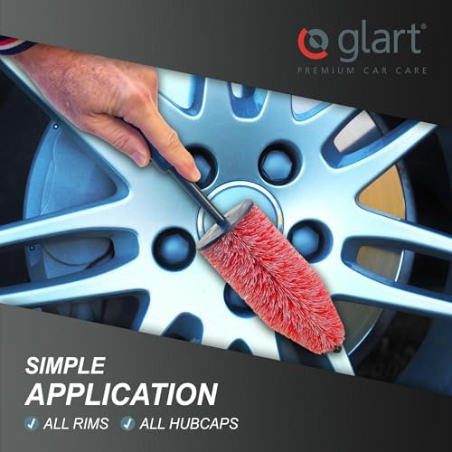 Glart 44FB3 Pack 44FB Set of 3 Car Wheel Rim Brush for Alloy Rims, Steel Rims, Cleaning & Care of Rims Such as Rim Cleaner Without Microfibre Cloth, Black
