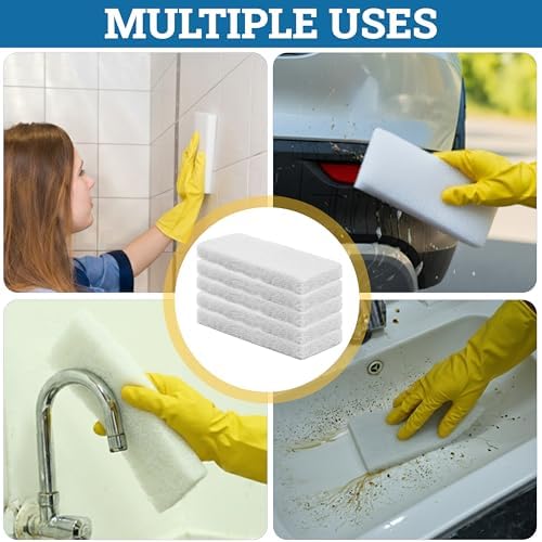 KLEEN HANDLER Light Duty Cleaning Scrub Pad, White, Pack 5, 10 x 4.6 in