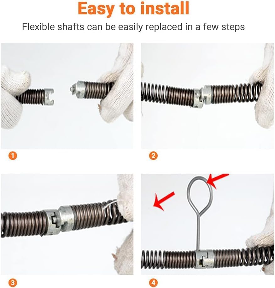 iMeshbean Drain Cleaning Cable Hollow Core Cable Sewer Cable Drain Auger Cable Cleaner Snake Clog Pipe Drain Cleaning Cable Sewer Drain Auger Snake Pipe (45 Feet x 5/8 Inch)