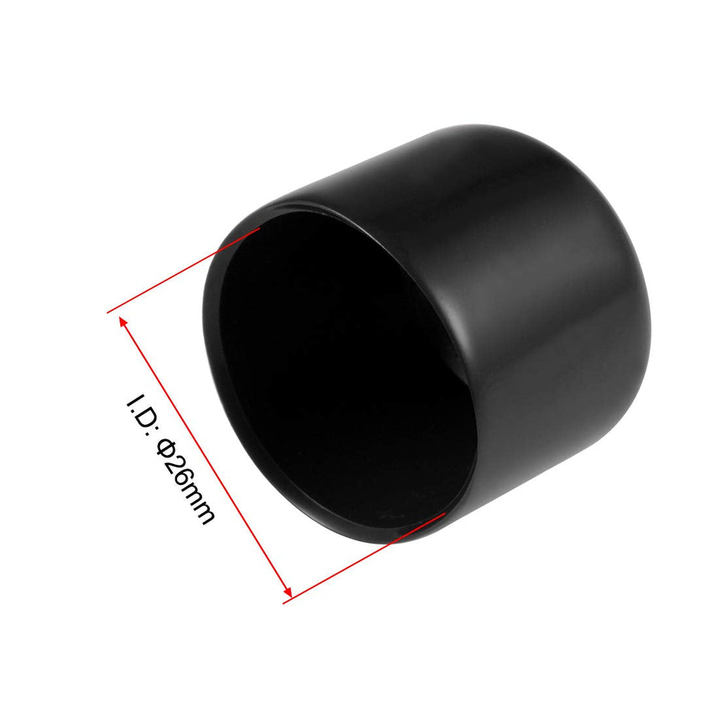 20pcs Rubber End Caps 26mm ID Vinyl Round Tube Bolt Cap Cover Thread Protectors Black (20 Count)