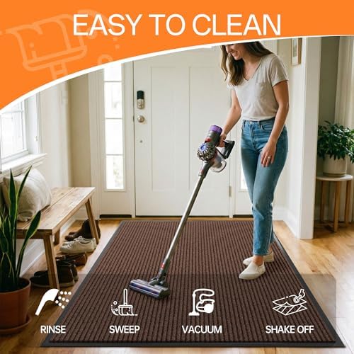 Indoor Outdoor Door Mat, 8' x 4' Doormat for Entryway, Brown