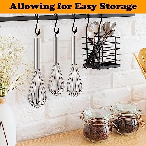 Polly Online Stainless Steel Whisk Set, 3 Packs Balloon Whisk for Cooking, Whisking, Blending (8",10",12")