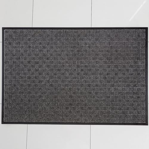 ULTRALUX Indoor Outdoor Rubber Scraper Door Mat, Non-Slip 47”x71” Dark Gray