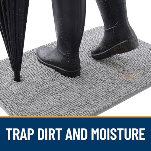 OLANLY Dog Door Mat for Muddy Paws 24x16, Super Absorbent Chenille Mud Mat