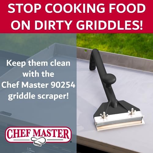 Chef Master Griddle Scraper & Flat Top Grill Cleaner - Griddle Cleaning Kit - Stainless Steel Flat Grill Scraper Tool for Diners, Restaurant, Food Truck - Grilling Accessories - 90254