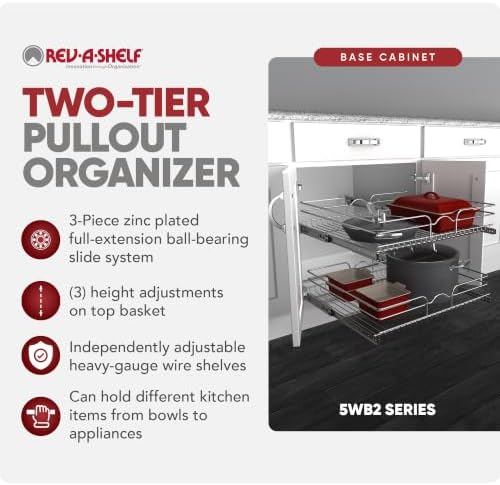 Rev-A-Shelf Pullout Organizer for Cabinets, Min Opening Width of 24"