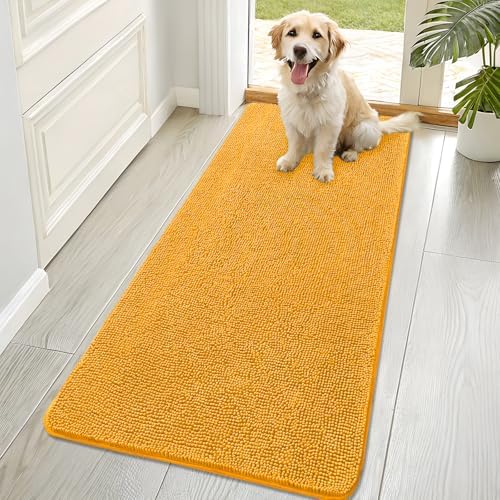 OLANLY Dog Door Mat for Muddy Paws 70x32, Super Absorbent Chenille Mud Mat