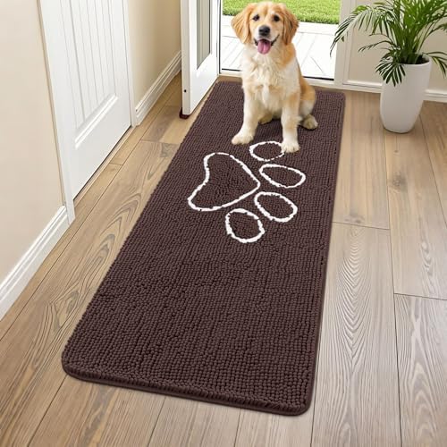 Smiry Dog Door Mat for Muddy Paws, Absorbent Non Slip Dirt Trapper, 59x20