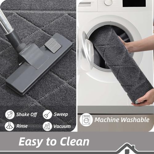 BEQHAUSE Dirt Trapper Door Mat 20" x 32", Doormat Non-Slip, Dark Grey