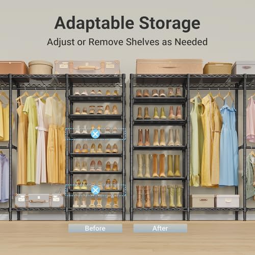 VIPEK S4 Clothes Rack with Shoe Shelves for Bedroom/Walk-In Closet, Black