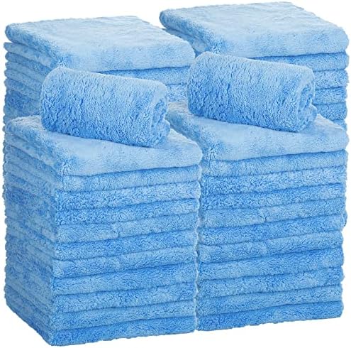 Shimeyao 30 Pcs 16 × 16 Inch Microfiber Towels for Cars, 500 GSM Edgeless Plush Car Detailing Towel, Lint Free Scratch Free Cleaning Cloths for Drying, Washing, Polishing, Waxing, Home (Light Blue)