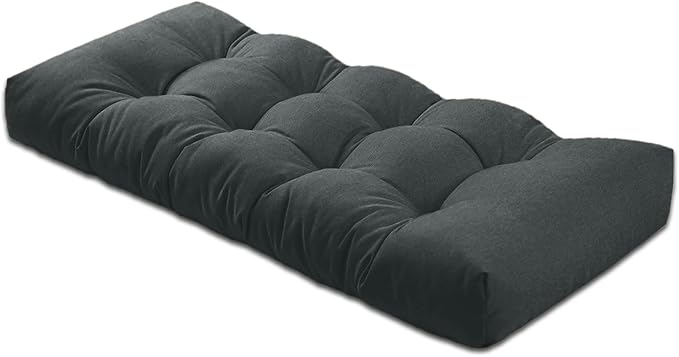 Bench Cushion 39 inches,Indoor/Outdoor Non-Slip Tufted Cushions, Premium Waterproof Linen, Soft Piano Sofa Cushions, High-Density Memory Foam(Black-39x19x4in)