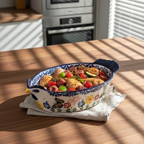 Uiifan 1 Pack 27 oz Ceramic Casserole Dishes Chicken Shape