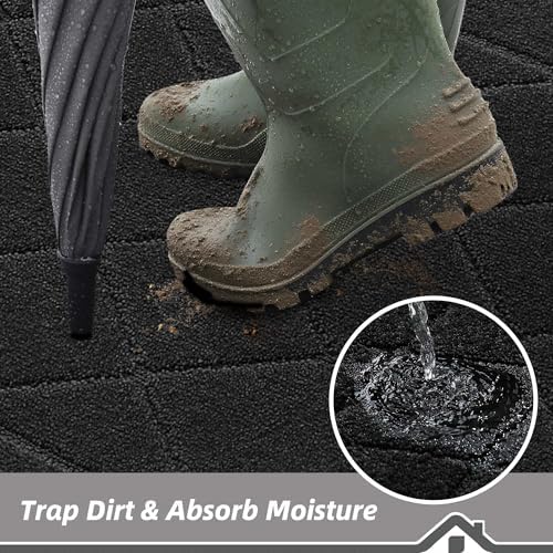 BEQHAUSE Dirt Trapper Door Mat 20" x 32", Doormat Non-Slip, Black