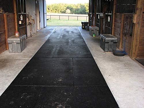 American Floor Mats Horse Mats - Heavy Duty Stall Tiles - Slip Resistant, Black, 12" x 12", 36 Tiles Total, 0.75" Thick