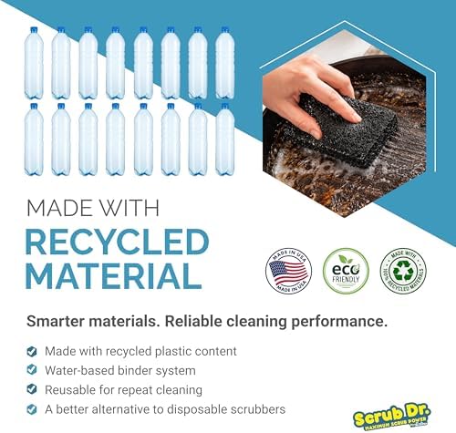 Tile Doctor High-Abrasion Extra Heavy-Duty Scrub Pads 48-Pack YL-F71L-VH3B, Gas Grill, Charcoal Grill, and Blackstone Griddle Scouring Pad, Ideal Dish Scrubber, Shower Scrubber, and Cleaning Sponge