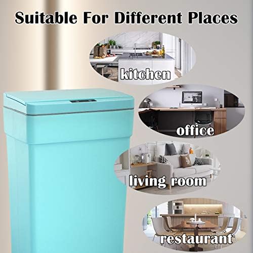 Dkeli Trash Can 13 Gallon Kitchen Trash Can for Bathroom Bedroom Home Office Automatic High-Capacity Plastic Touch Free Garbage Can with Lid Waste Bin 50 Liter, Set of 2(Blue)