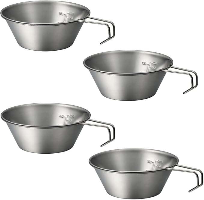 NANGOGEARNANGOGEAR Camping Sierra Cup 310ml 4pcs Set Food Grade Stainless Steel Dishwasher Safe (21112)