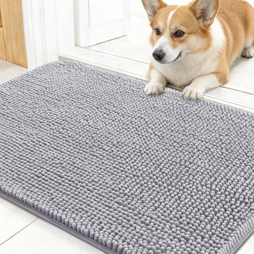 OLANLY Dog Door Mat for Muddy Paws 24x16, Super Absorbent Chenille Mud Mat